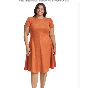 Stunning faux suede plus Calvin Klein burnt orange dress